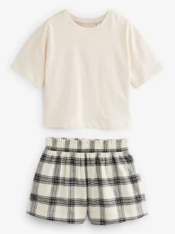 Nachtkleding En Pyjama's|Pyjama's|Next - Set van 2 pyjama's met geweven broek (3-16jr) Zwart/wit