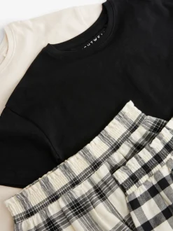 Nachtkleding En Pyjama's|Pyjama's|Next - Set van 2 pyjama's met geweven broek (3-16jr) Zwart/wit