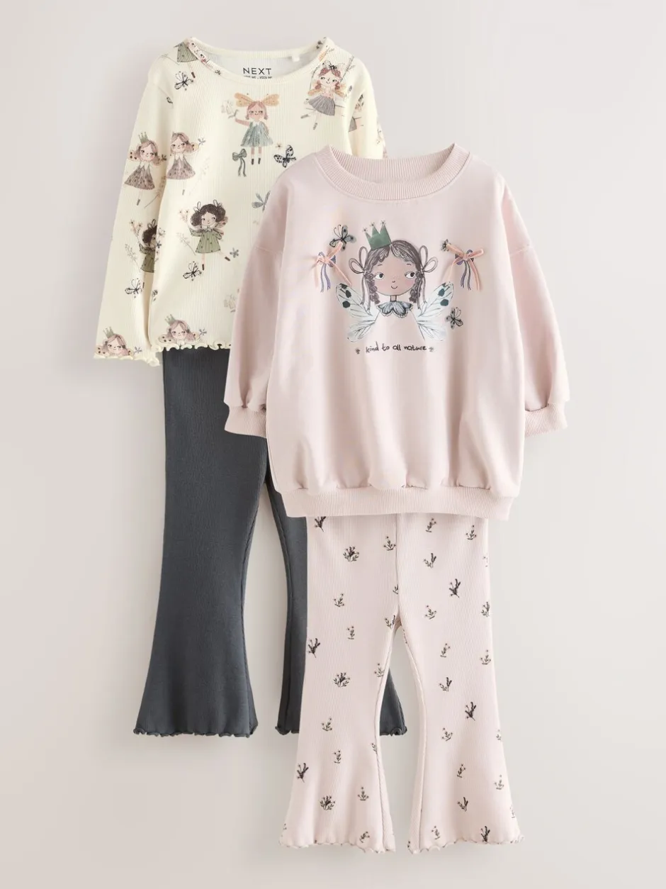 Tops*Next Zwart/wit - Set van 2 tops en flared leggings (3mnd-7jr)