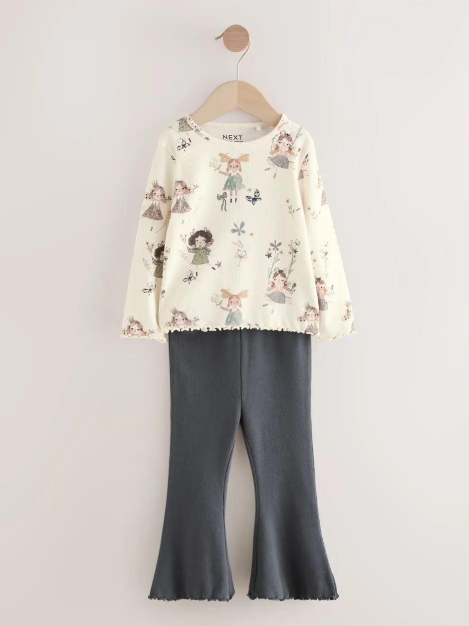 Tops*Next Zwart/wit - Set van 2 tops en flared leggings (3mnd-7jr)