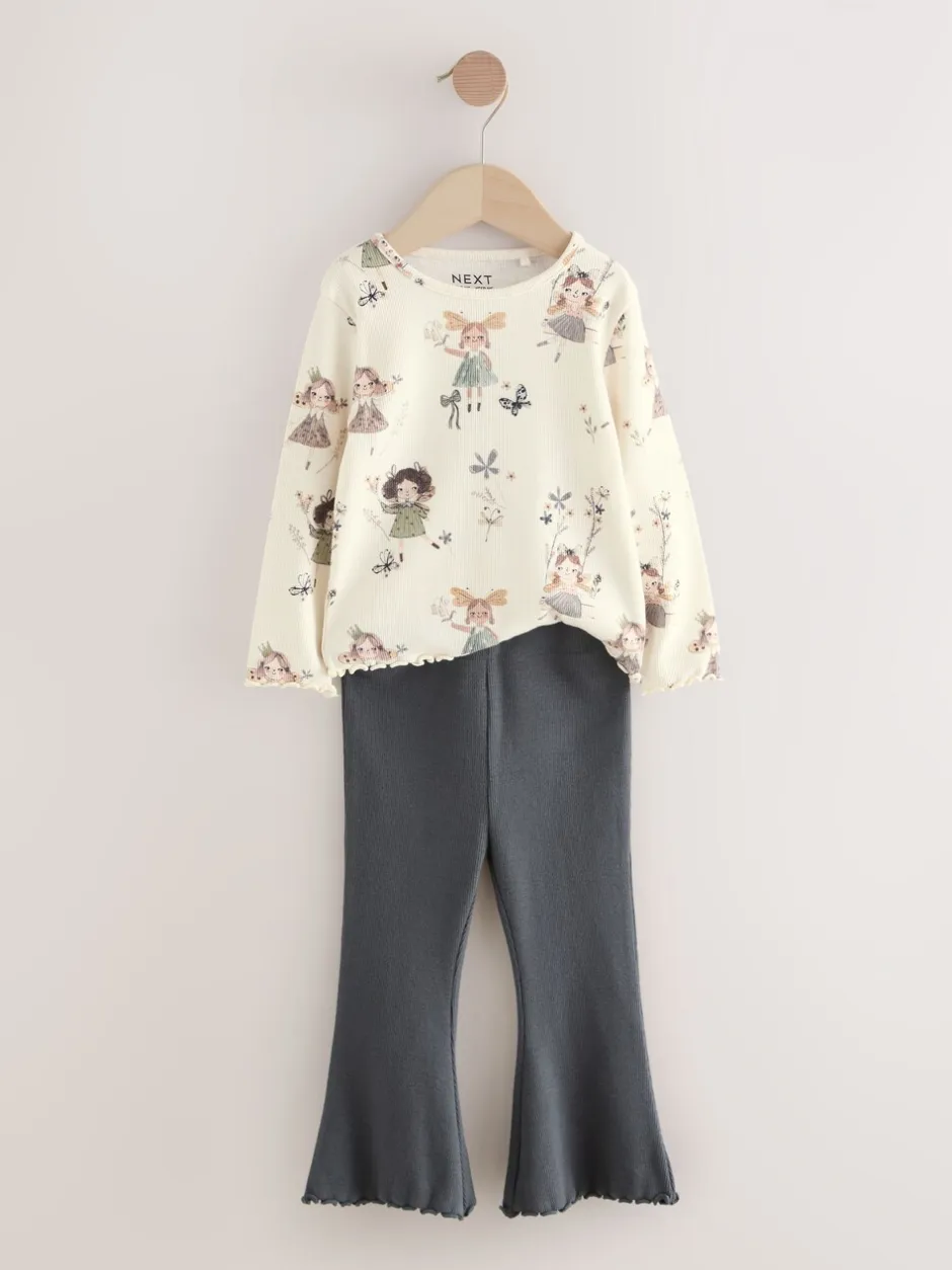 Tops*Next Zwart/wit - Set van 2 tops en flared leggings (3mnd-7jr)