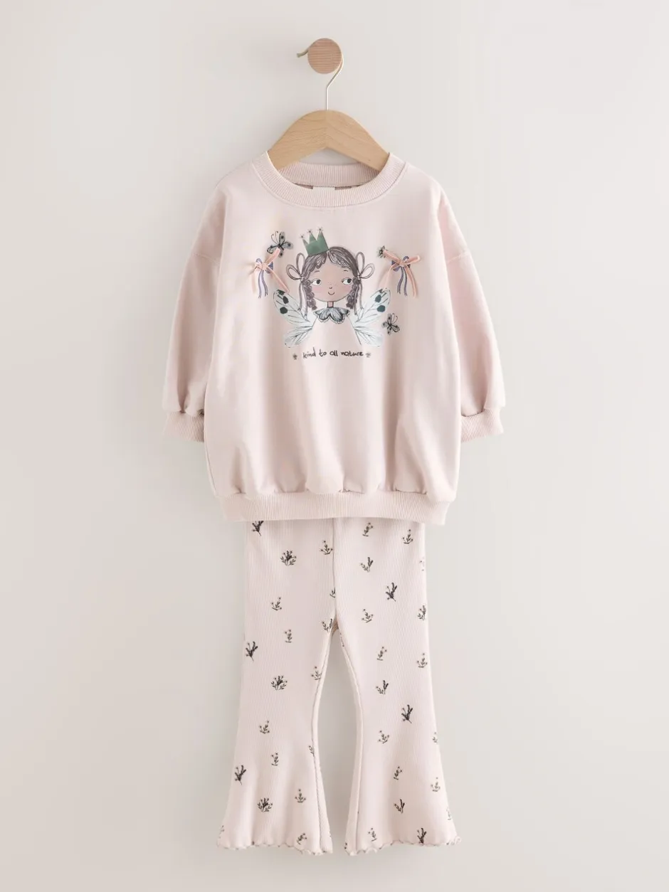 Tops*Next Zwart/wit - Set van 2 tops en flared leggings (3mnd-7jr)
