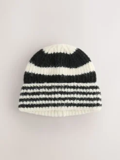 Mutsen, Handschoenen En Sjaals*Next - Stripe Knitted Beanie Hat Zwart/wit