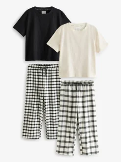 Pyjama's|Alle Nacht- En Loungekleding|Next Zwart/wit - Verpakking van 2 pyjama's met korte mouwen van 100% katoen