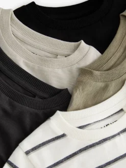 Tops|T-Shirts*Next - Verpakking van 5 effen T-shirts met lange mouwen (3 mnd-7 jr) Zwart/wit
