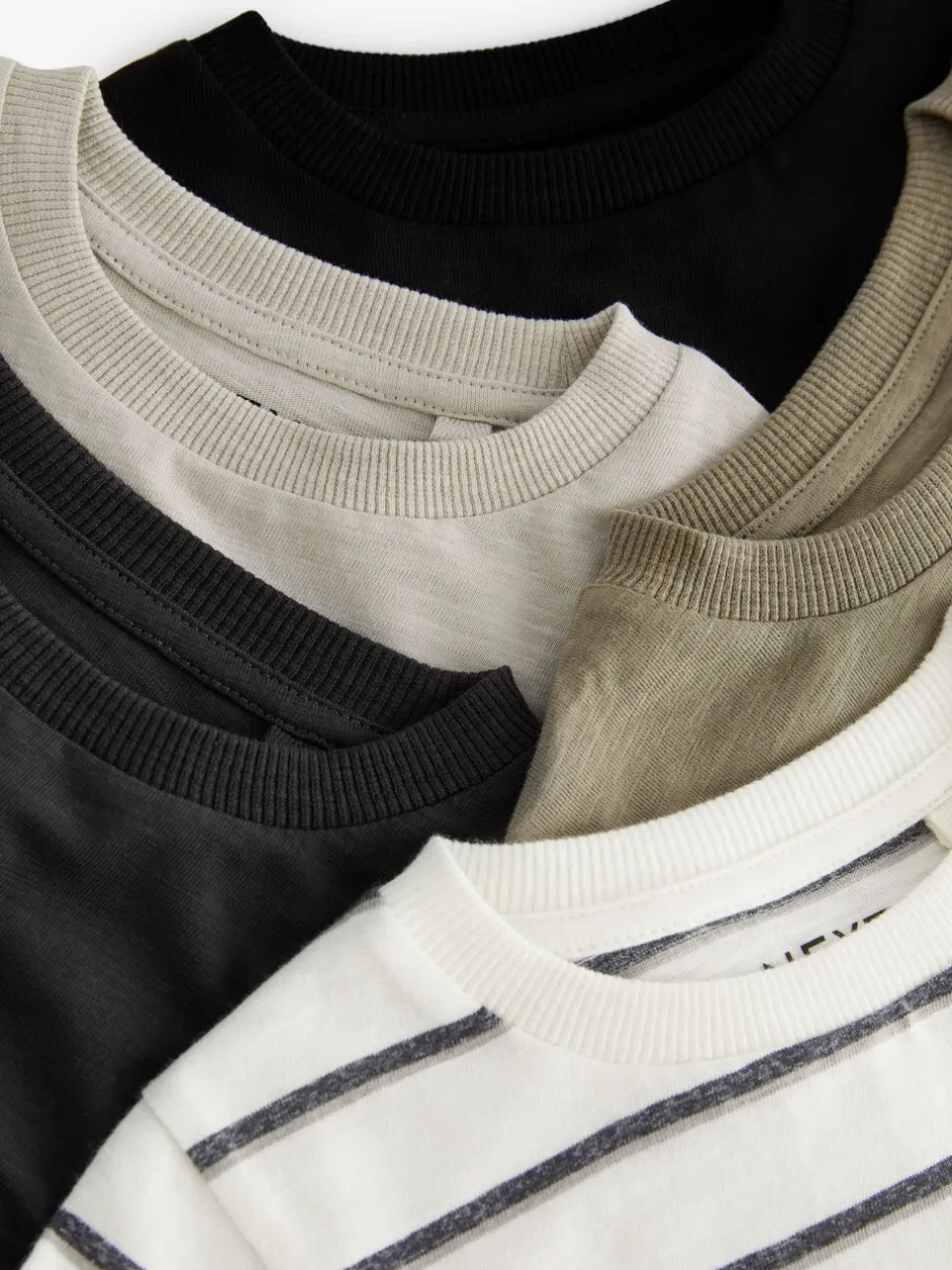 Tops|T-Shirts*Next - Verpakking van 5 effen T-shirts met lange mouwen (3 mnd-7 jr) Zwart/wit