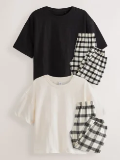 Nachtkleding En Pyjama's|Pyjama's*Next Zwart/wit - Verpakking van 2 geweven geruite pyjama's (3-16 jr)