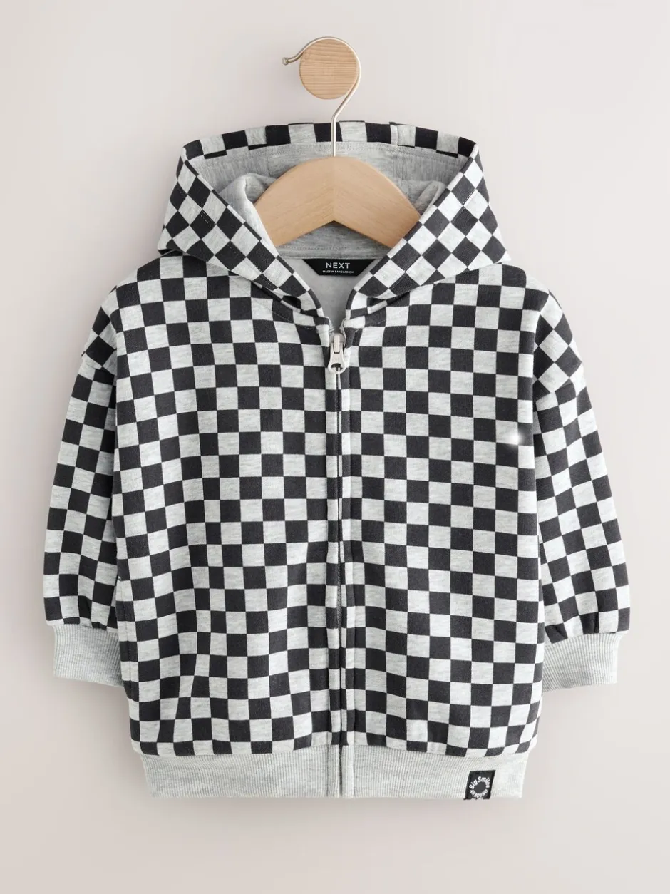 Sweaters En Hoody´S*Next Zwart-wit dambord - Hoodie met ritssluiting (3 mnd-7 jr)