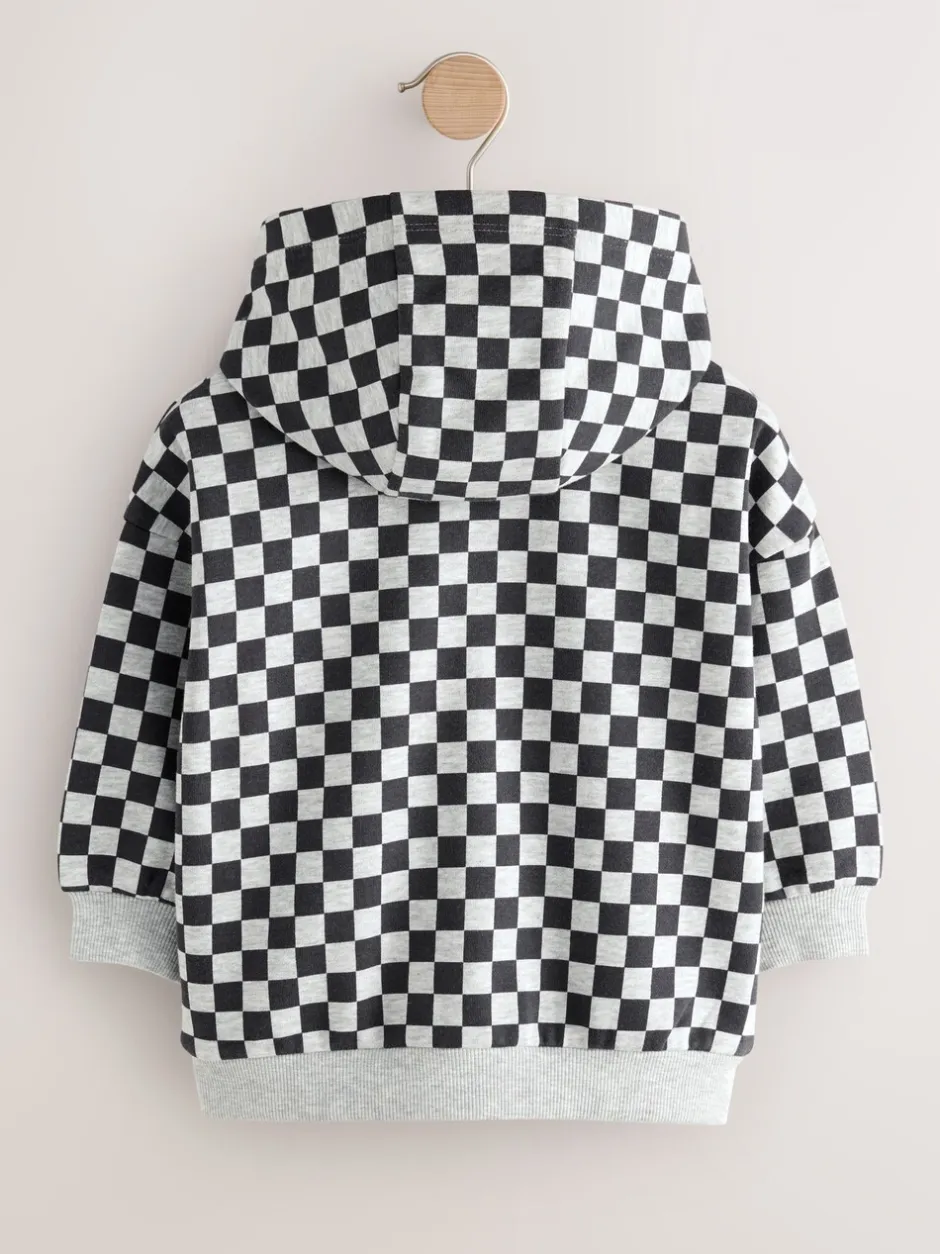 Sweaters En Hoody´S*Next Zwart-wit dambord - Hoodie met ritssluiting (3 mnd-7 jr)