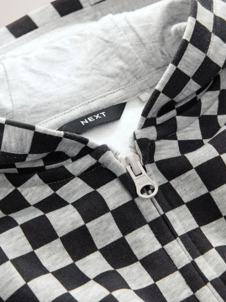 Sweaters En Hoody´S*Next Zwart-wit dambord - Hoodie met ritssluiting (3 mnd-7 jr)