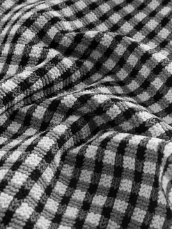 Badkleding*Next Zwart/wit gekreukte gingham-ruit - Uitgesneden plooi buik controle Zwempak