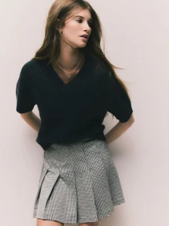 Rokken|Next - Mini Jersey Pleated Skirt Zwart-wit geruit
