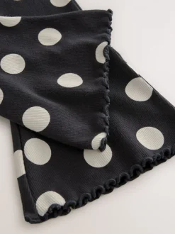 Broeken En Leggings|Next Zwart-wit gestippeld - Geribbelde flare legging (3 mnd-7 jr)