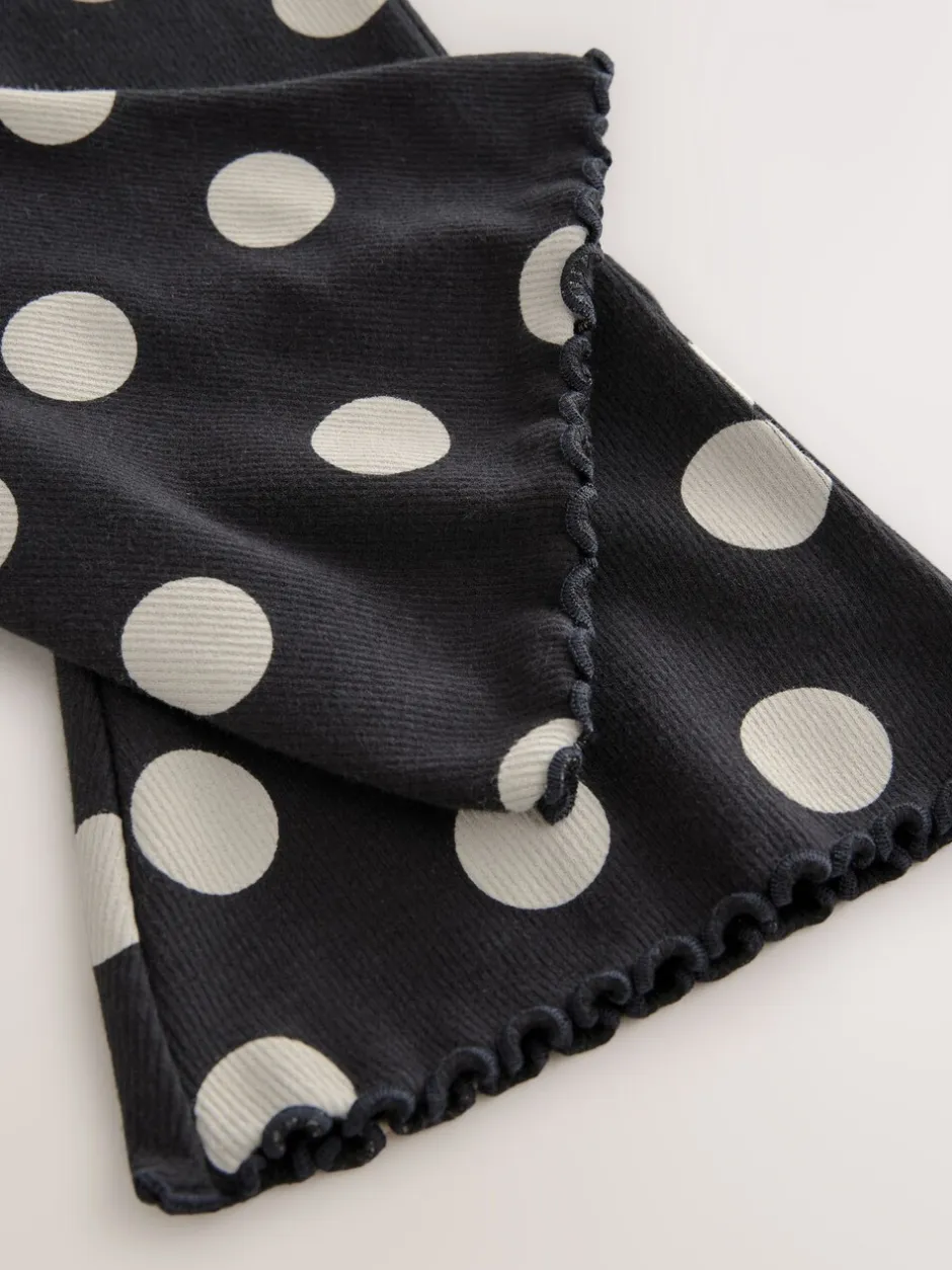 Broeken En Leggings|Next Zwart-wit gestippeld - Geribbelde flare legging (3 mnd-7 jr)
