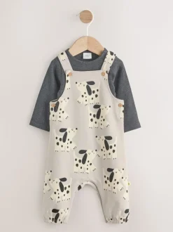 Sets En Combisets|Rompertjes En Tuinbroeken*Next - Jersey tuinbroek en rompertje babyset (0mnd-2jr) Zwart-wit hond