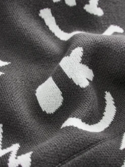 Truien En Breisels*Next - Gebreide hoodie (3-16jr) Zwart-wit met figuurtjes
