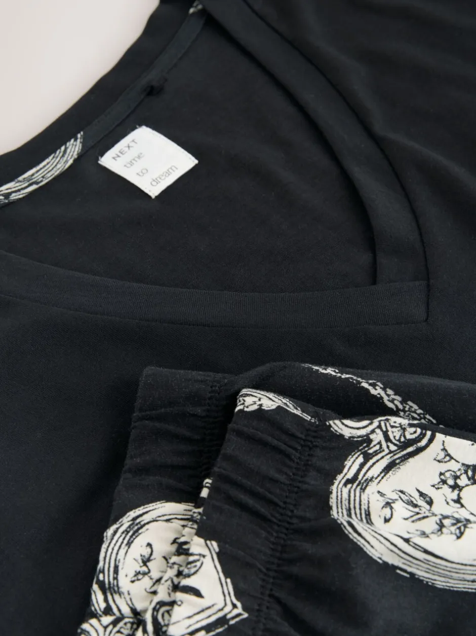 Loungewear|Alle Nacht- En Loungekleding*Next - Pyjama met korte mouwen Zwart/wit met hartjes