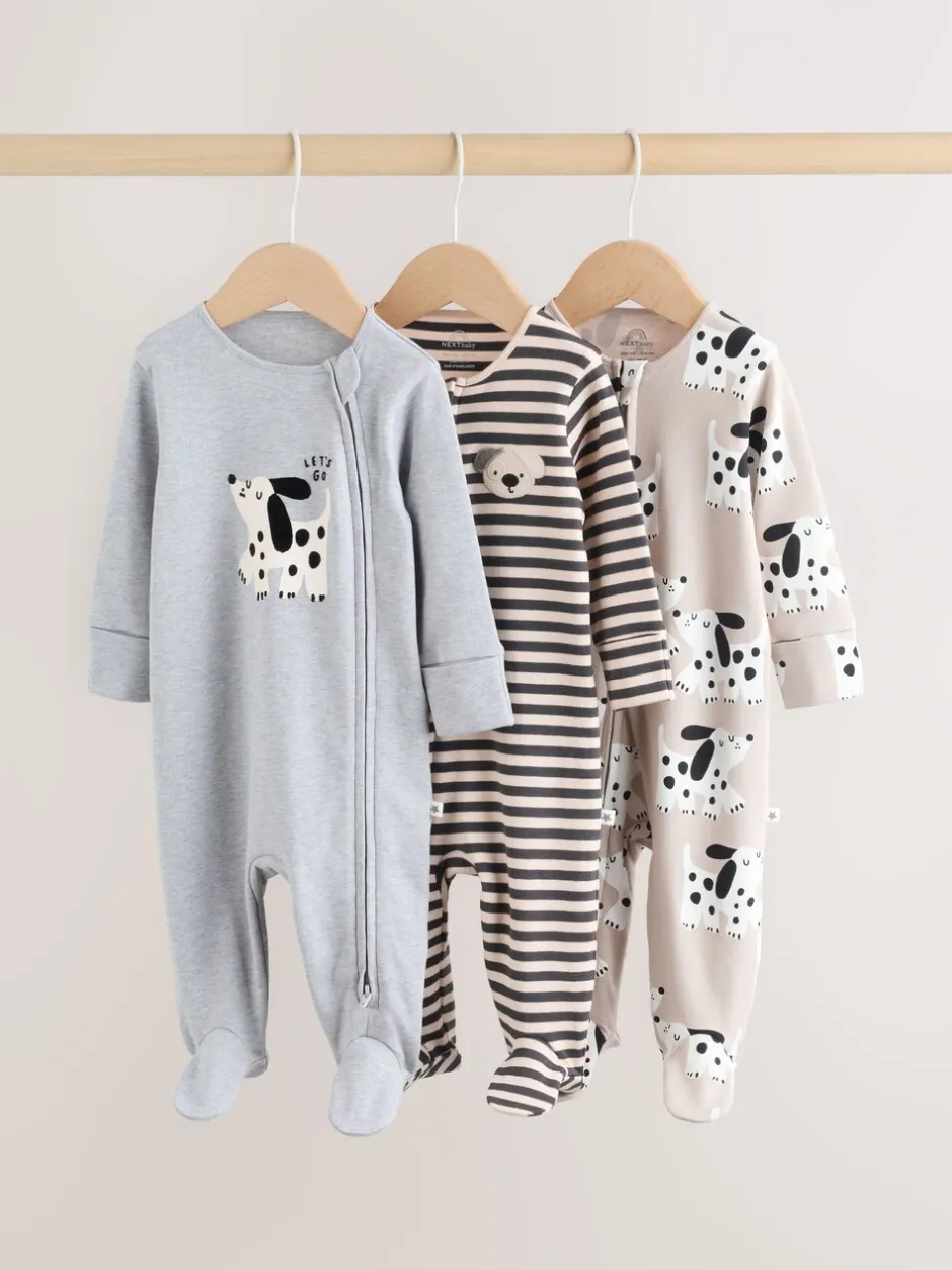 Multipacks|Babypakjes En Babypyjama's*Next Zwart-wit met hond - Verpakking van 3 babypyjama's met tweewegrits (0-2jr)