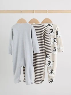 Multipacks|Babypakjes En Babypyjama's*Next Zwart-wit met hond - Verpakking van 3 babypyjama's met tweewegrits (0-2jr)