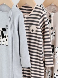 Multipacks|Babypakjes En Babypyjama's*Next Zwart-wit met hond - Verpakking van 3 babypyjama's met tweewegrits (0-2jr)