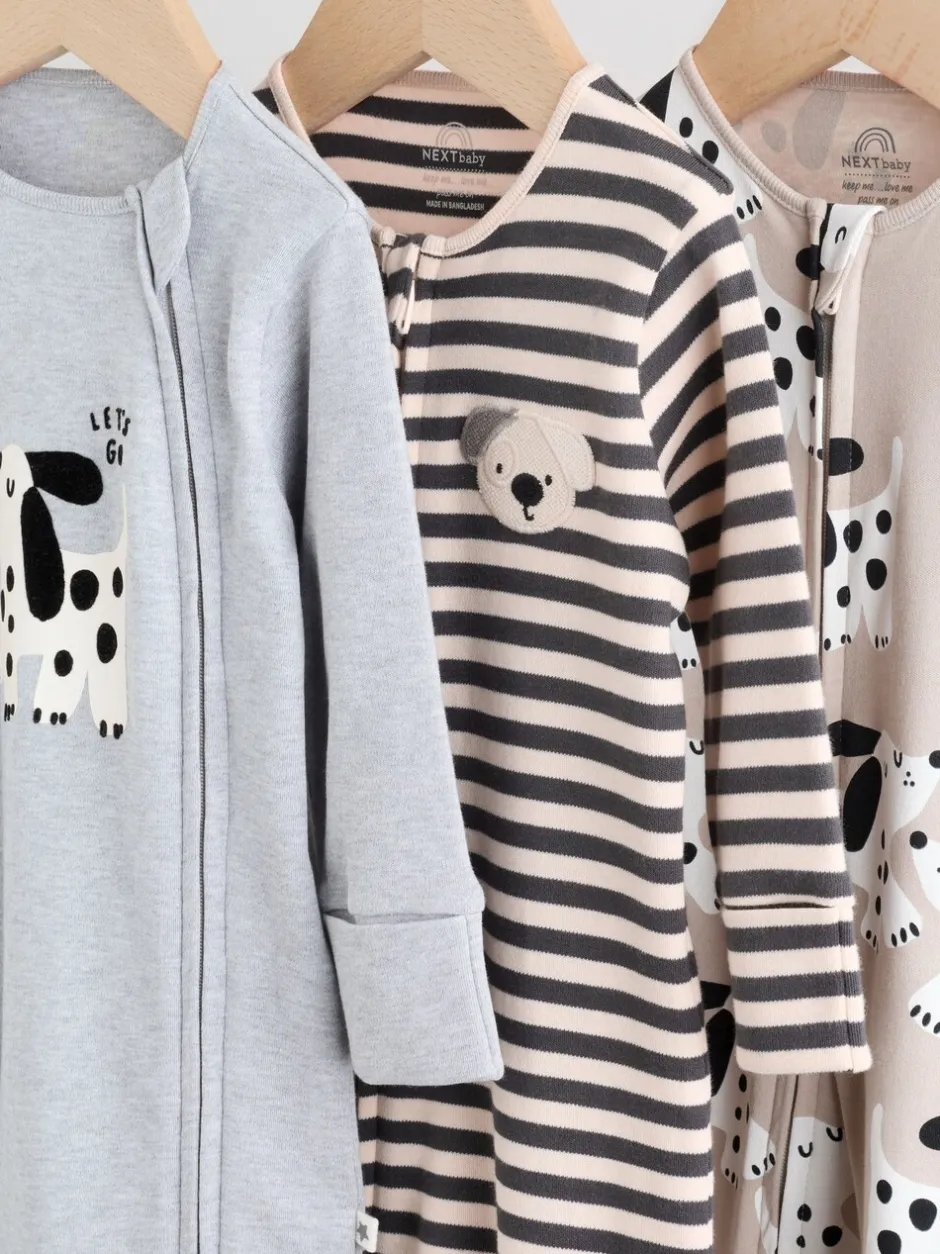 Multipacks|Babypakjes En Babypyjama's*Next Zwart-wit met hond - Verpakking van 3 babypyjama's met tweewegrits (0-2jr)