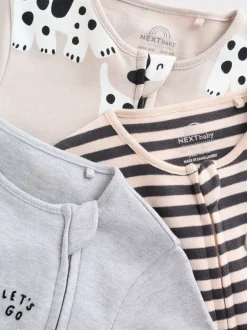 Multipacks|Babypakjes En Babypyjama's*Next Zwart-wit met hond - Verpakking van 3 babypyjama's met tweewegrits (0-2jr)