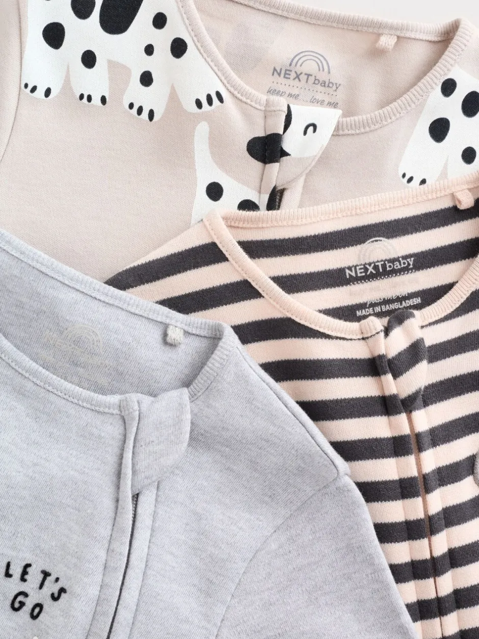 Multipacks|Babypakjes En Babypyjama's*Next Zwart-wit met hond - Verpakking van 3 babypyjama's met tweewegrits (0-2jr)