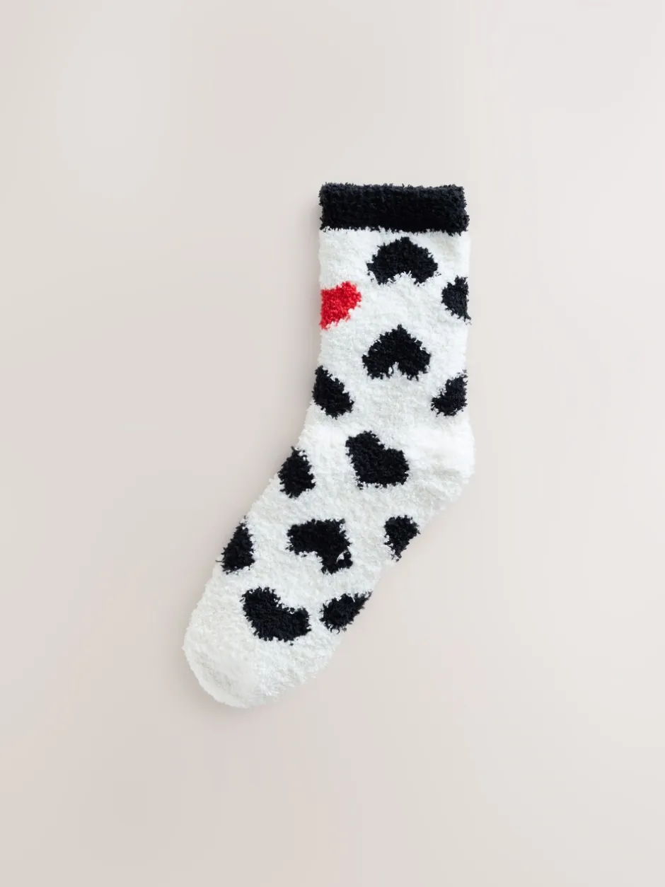 Sokken En Panty's*Next - Set van 2 paar behaaglijke enkelsokken Zwart-wit met rode hartjes