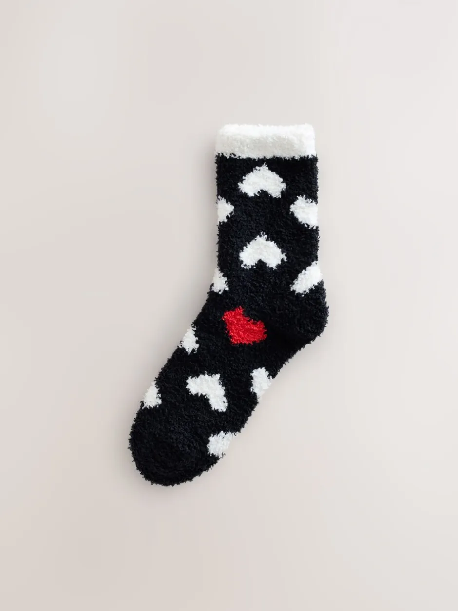 Sokken En Panty's*Next - Set van 2 paar behaaglijke enkelsokken Zwart-wit met rode hartjes