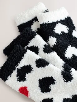 Sokken En Panty's*Next - Set van 2 paar behaaglijke enkelsokken Zwart-wit met rode hartjes