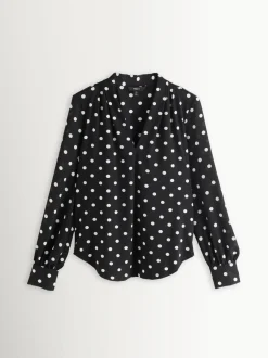 Blouses En Overhemden*Next - Blouse met V-hals en lange mouwen Zwart-wit met stippen