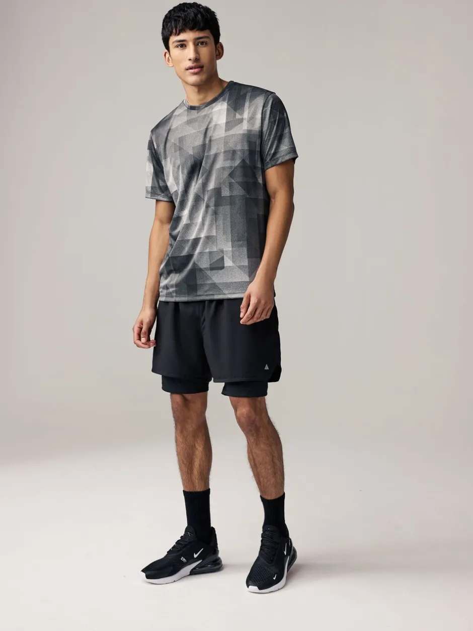 Sportkleding|Next Zwart-wit mono - Active Gym training T-shirt met print