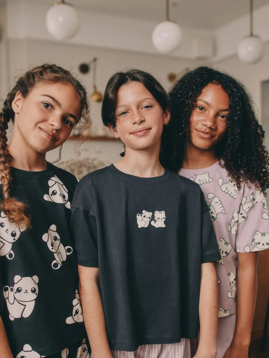Nachtkleding En Pyjama's|Pyjama's*Next - Verpakking van 3 pyjama's met joggingbroek (3 - 16 jr) Zwart-wit pandaprint