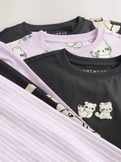 Nachtkleding En Pyjama's|Pyjama's*Next - Verpakking van 3 pyjama's met joggingbroek (3 - 16 jr) Zwart-wit pandaprint