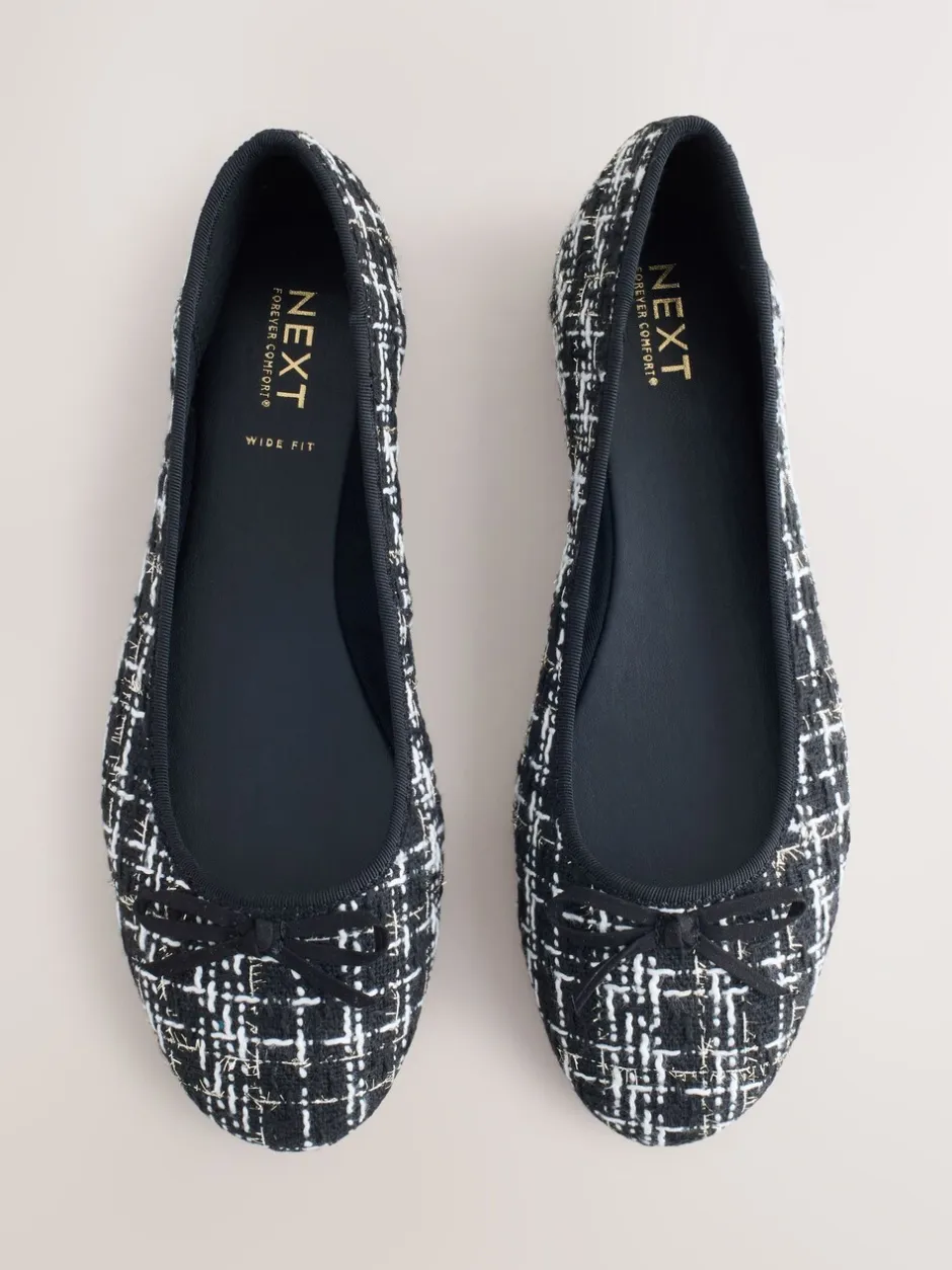 Lage Schoenen*Next Zwart/wit tweed - Ballerina's met ronde neus
