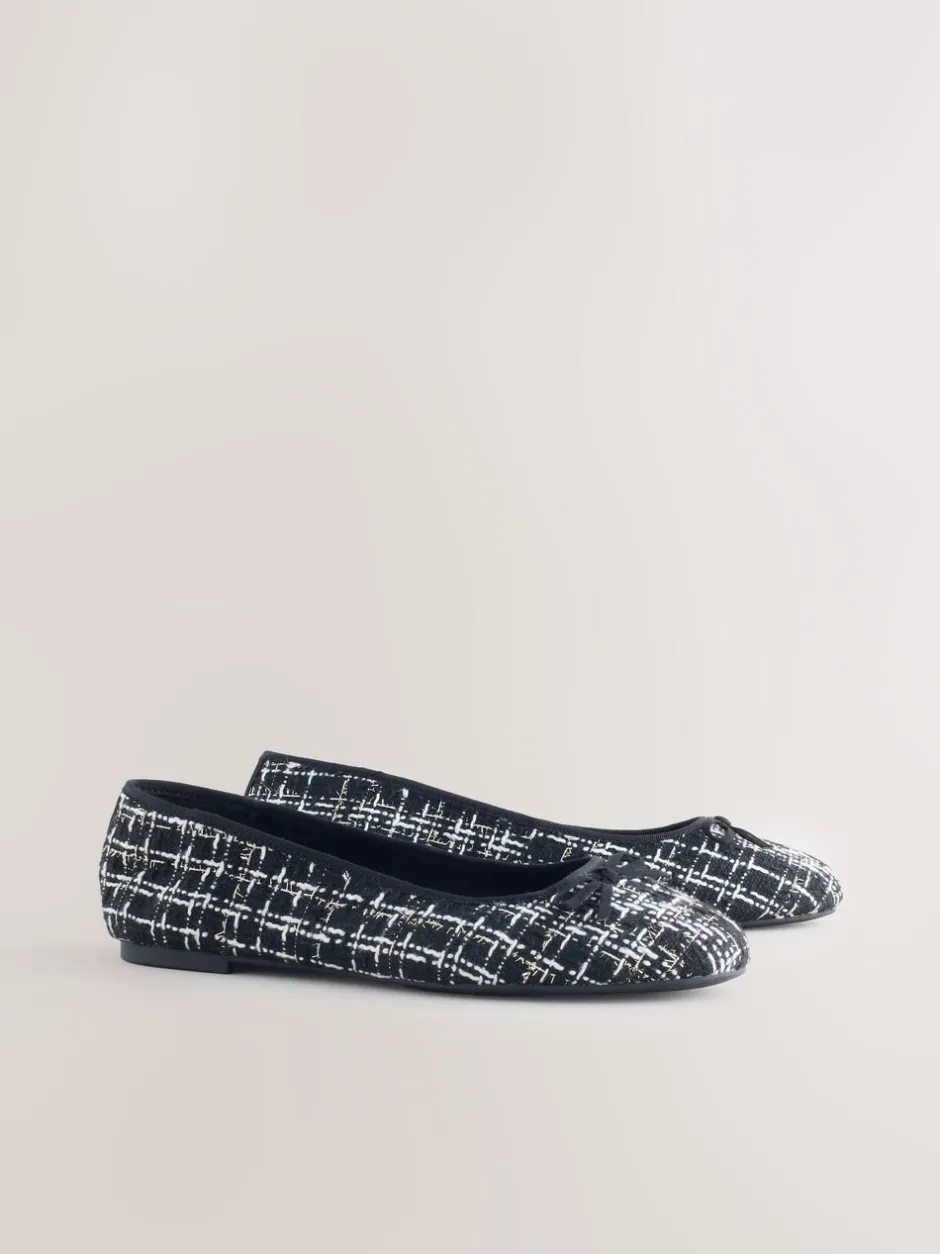Lage Schoenen*Next Zwart/wit tweed - Ballerina's met ronde neus