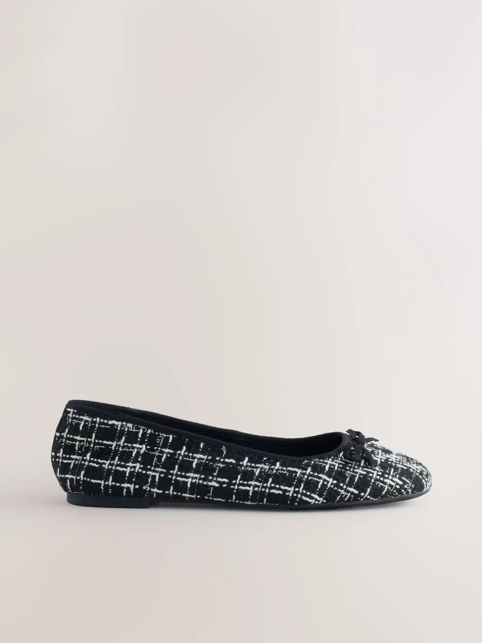 Lage Schoenen*Next Zwart/wit tweed - Ballerina's met ronde neus