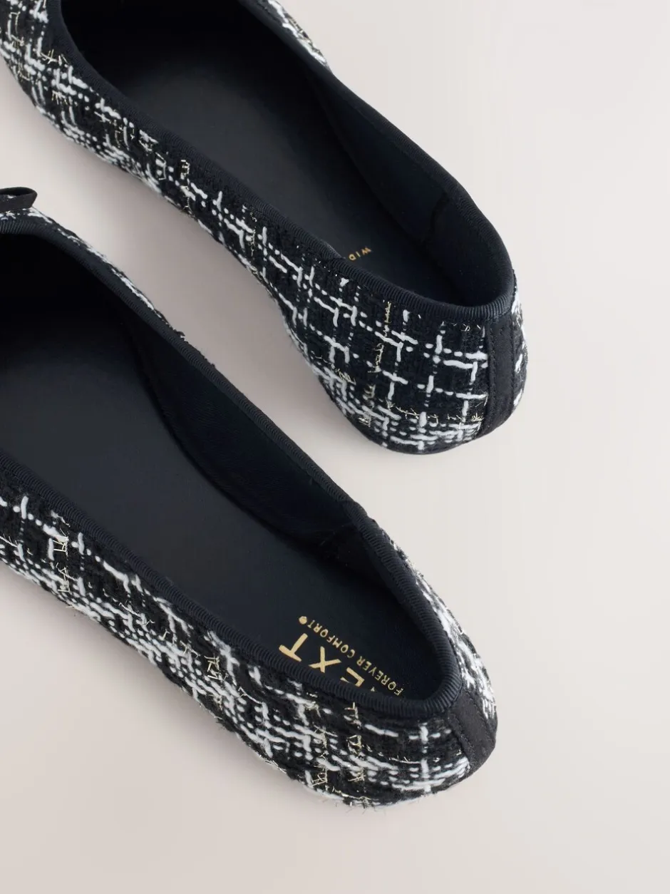 Lage Schoenen*Next Zwart/wit tweed - Ballerina's met ronde neus
