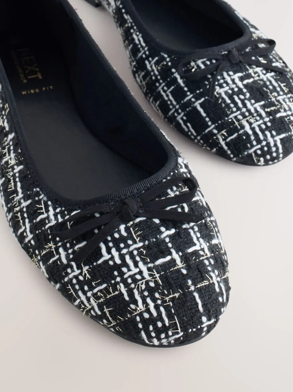 Lage Schoenen*Next Zwart/wit tweed - Ballerina's met ronde neus