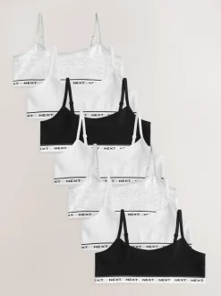 Alle Ondergoed*Next - Set van 7 crop tops met bandjes (5 - 16 jr) Zwart/wit/grijs