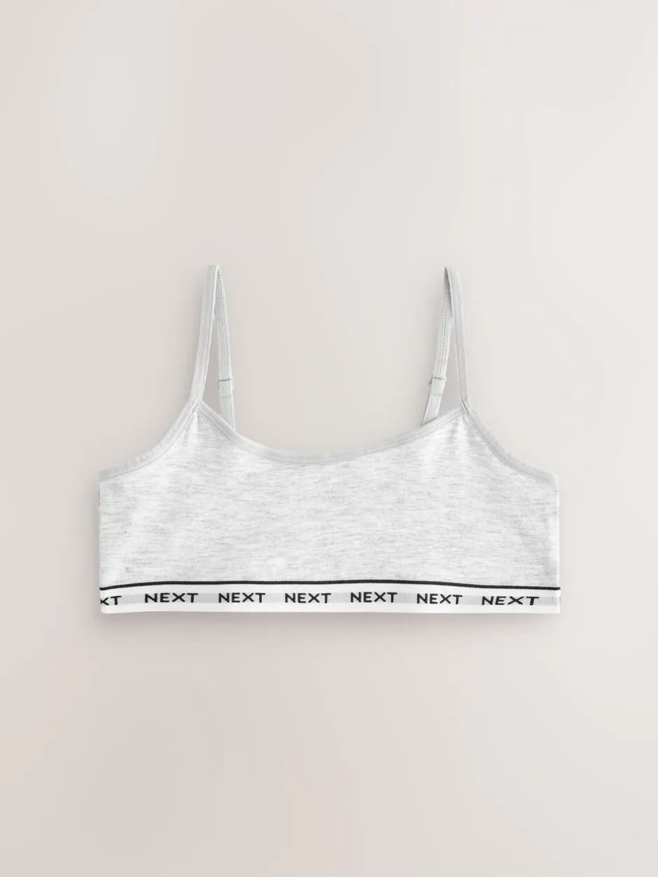 Alle Ondergoed*Next - Set van 7 crop tops met bandjes (5 - 16 jr) Zwart/wit/grijs