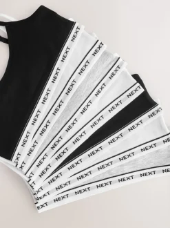 Alle Ondergoed*Next - Set van 7 crop tops met bandjes (5 - 16 jr) Zwart/wit/grijs