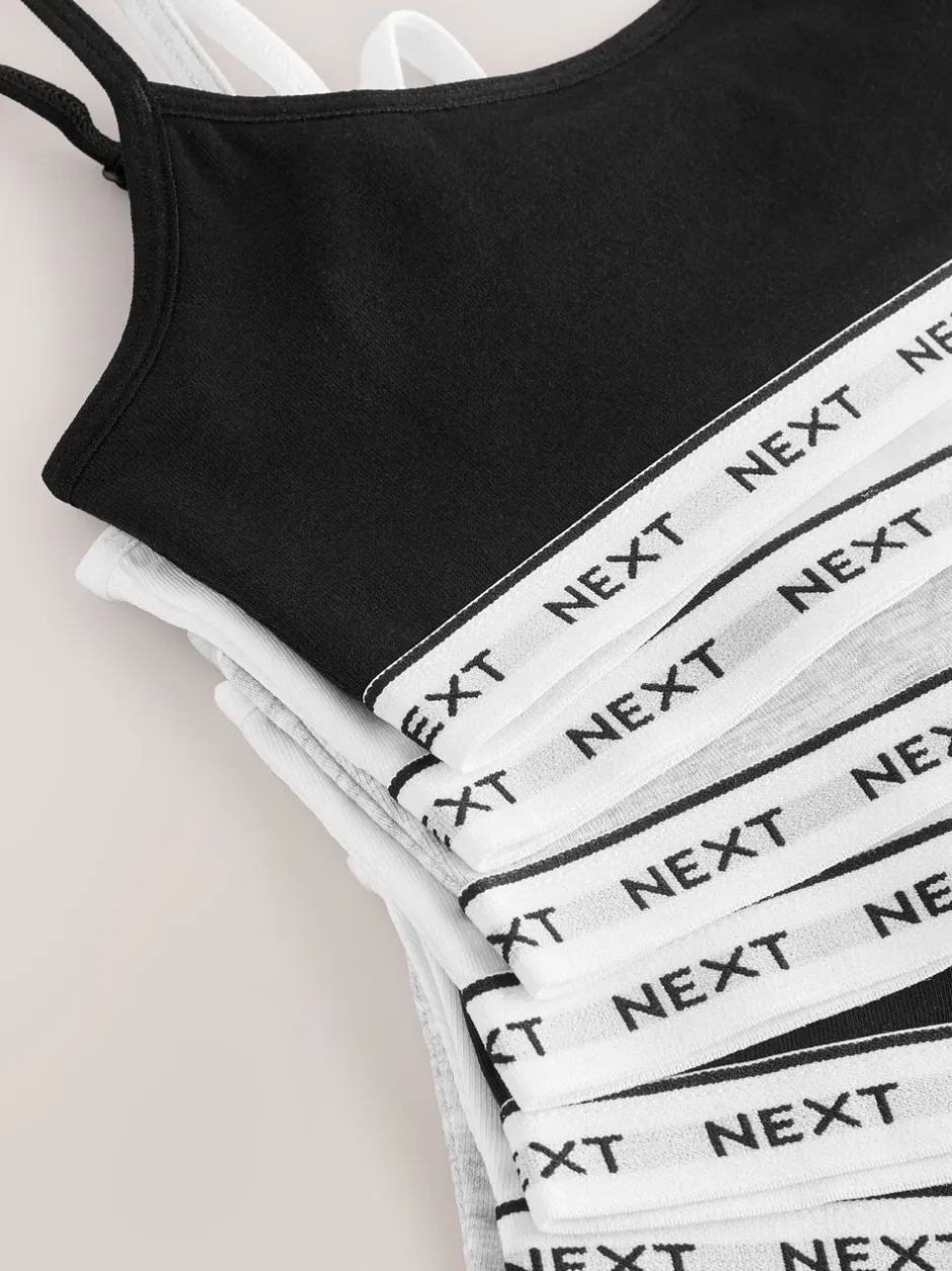 Alle Ondergoed*Next - Set van 7 crop tops met bandjes (5 - 16 jr) Zwart/wit/grijs