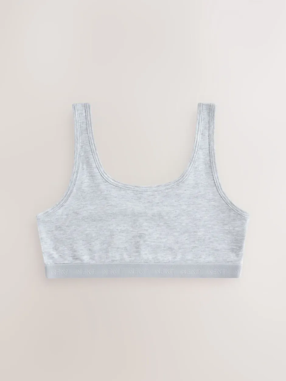 Alle Ondergoed|Next Zwart/wit/grijs - Set van 3 crop tops met diepe ronde hals (5 - 16 jr)