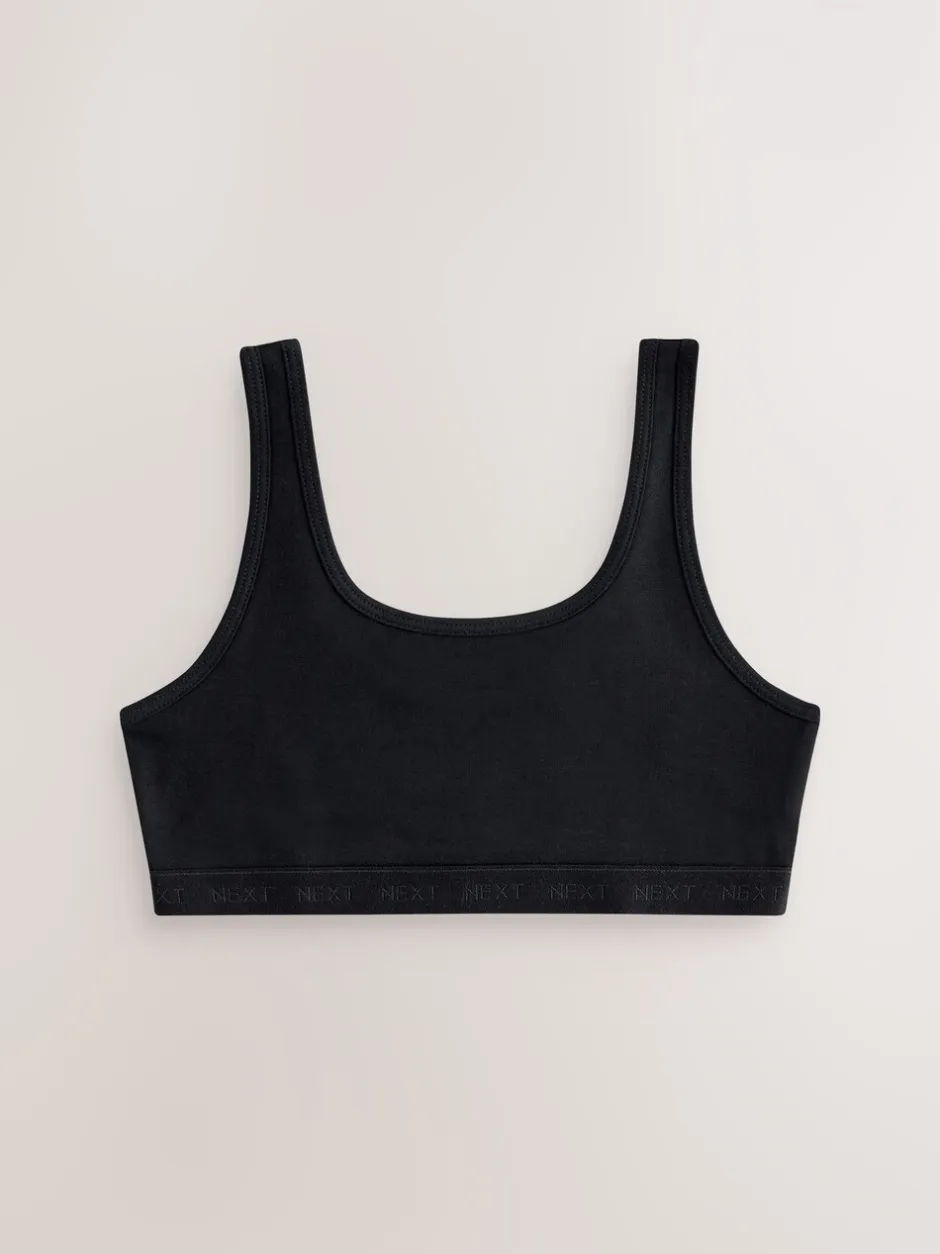 Alle Ondergoed|Next Zwart/wit/grijs - Set van 3 crop tops met diepe ronde hals (5 - 16 jr)