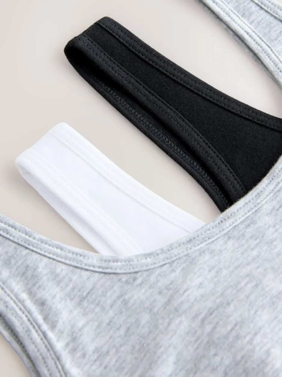 Alle Ondergoed|Next Zwart/wit/grijs - Set van 3 crop tops met diepe ronde hals (5 - 16 jr)