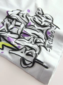T-Shirts|Tops*Next Zwart/wit/grijs - Verpakking van 3 relaxte T-shirts met grafische print en korte mouwen (3-16jr)