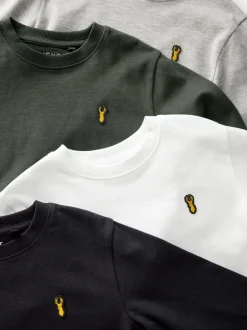 T-Shirts|Tops|Next - Verpakking van 4 zachte T-shirts met lange mouwen (3-16jr) Zwart/wit/grijs
