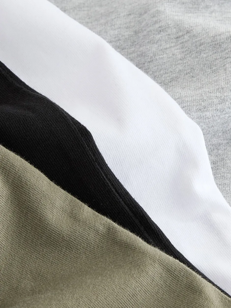 T-Shirts|Tops*Next - Long Sleeve Small Graphic T-Shirts 4 Pack (3-16yrs) Zwart/wit/grijs gemêleerd/kaki
