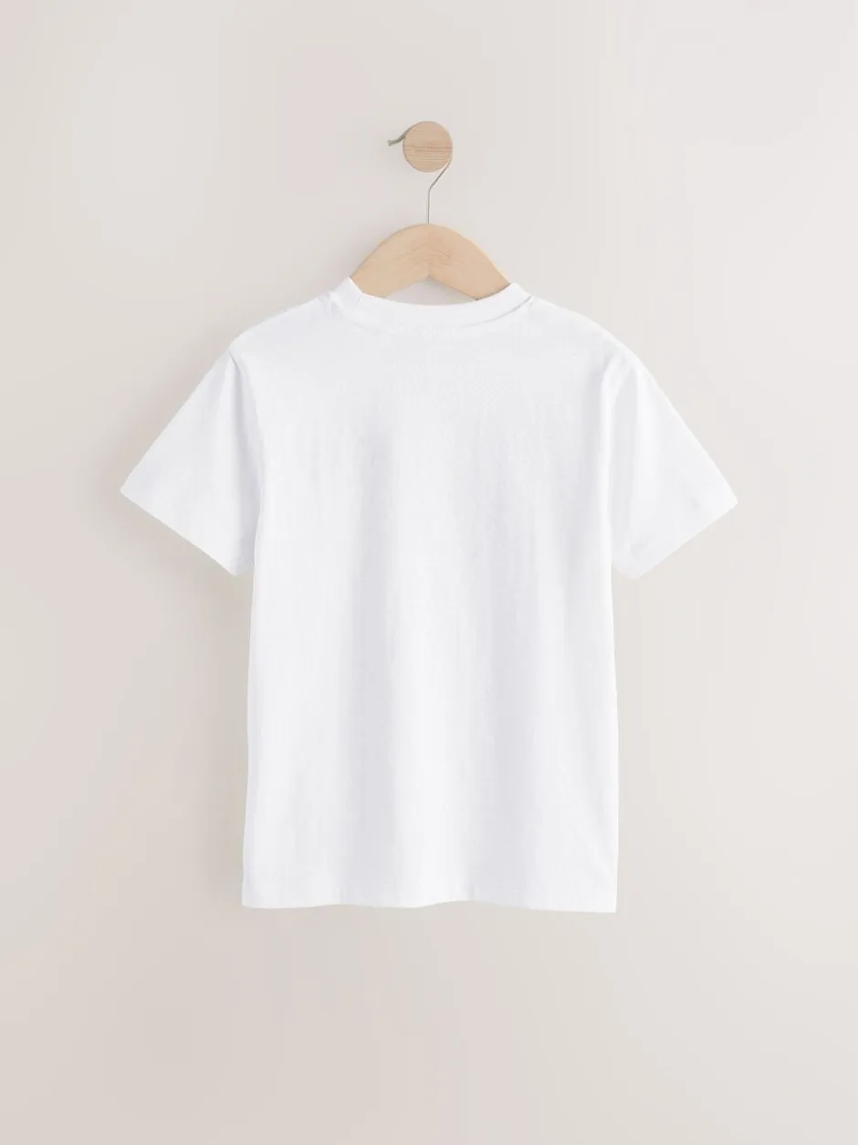 T-Shirts|Tops*Next - Verpakking van 4 T-shirts met kleine grafische print en korte mouwen (3 - 16 jr) Zwart/wit/grijs gemêleerd/kaki
